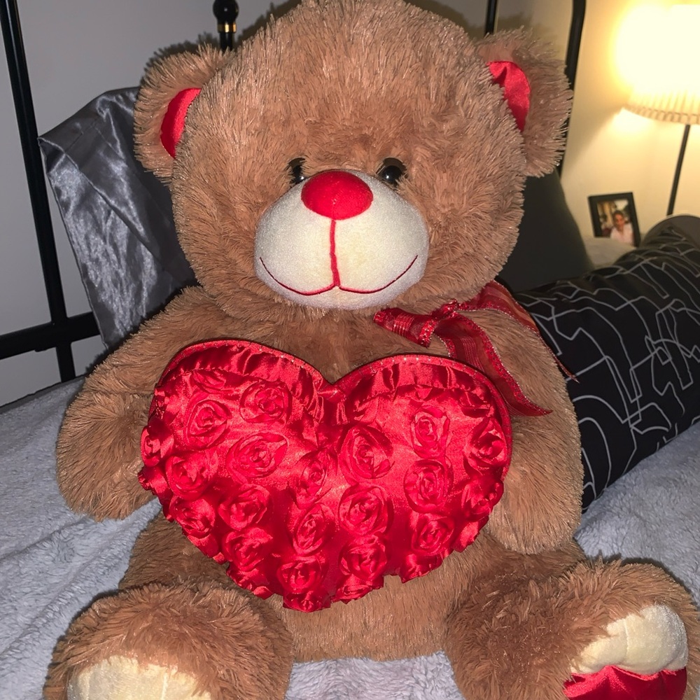 Source Unknown Brown Teddy Bear with Red Heart